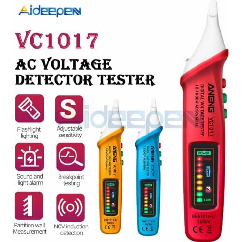 VC1017 Digital AC Voltage Detector Tester Meter 12V-1000V Non-contact Pen Meter Electric Indicator LED Voltage Meter Test Pencil