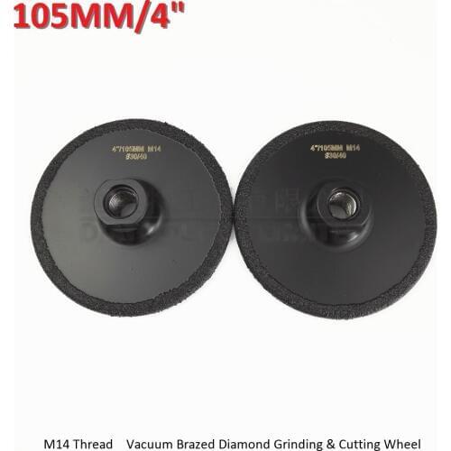 DIATOOL 2pcs Dia105MM Vacuum Brazed Diamond Flat Grinding Wheel M14 #30 Diameter 4" Shaping Beveling Wheel Disc for Granite