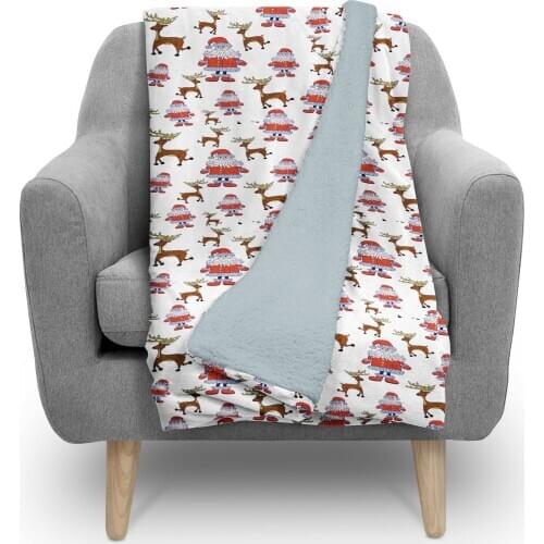 New Year Christmas Santa Deer TV Double Layer Fleece Polar Blanket 130x160 cm 100% Cotton Bamboo Soft TV Blanket