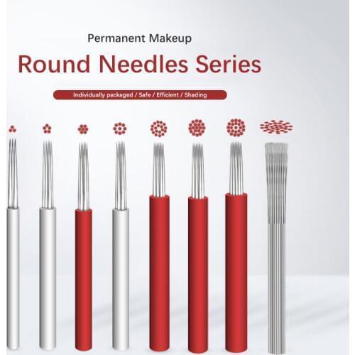 100pcs Microblading Needles Fog Eyeborw Semi Permanent Makeup Blade Shading Round Fog Eyebrow Tattoo Needle for manual pen