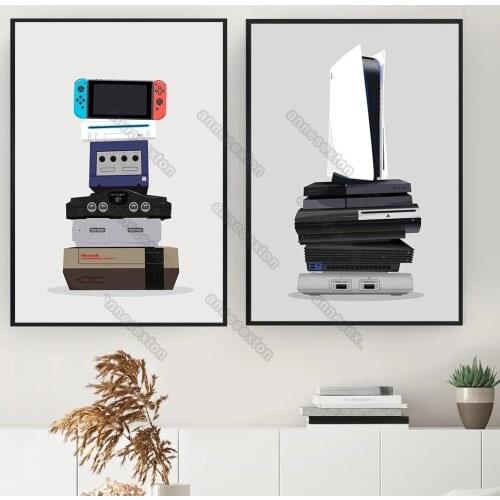 Nordic Style Canvas Painting Posters Vintage Gamer Gift Video Game Gamepad Controllers for Home Bedrooms Gallery Wall Decoration