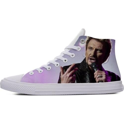 Rock Star Singer Music Johnny Hallyday Hot Cool Fashion Casual Cloth Shoes Low Top Breathable Sneakers 3D Print For Men Women