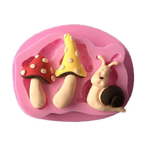Kitchen DIY Creative 3D The New Mushroom Snail Liquid Silicone Mold Fondant Cake Mold Baking A774