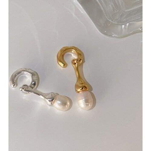 Personality Matte Hook C Pearl Ear Cuff Faux Earrings for Women Boho Pearls Woman Earrings Clip on Fake Piercing Earings