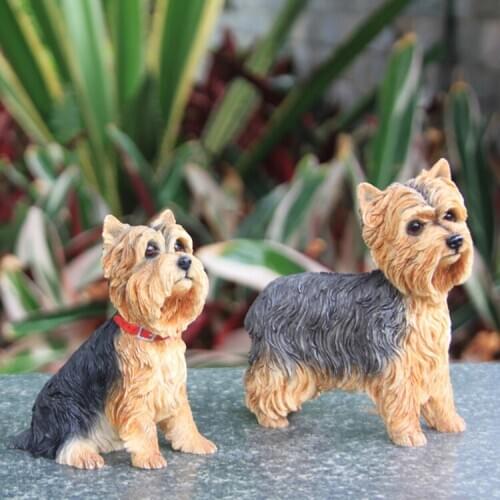 Fashion Yorkshire Terrier Simulation Dog Model Car Pendulum Crafts Home Collection Gifts Figurines Miniatures Decoration Crafts