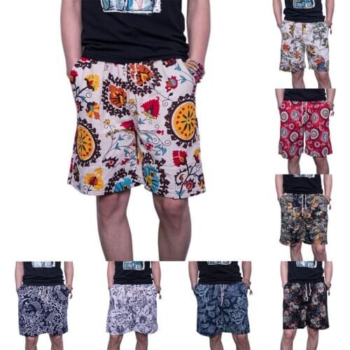 2019 Summer Casual Shorts Men Trousers Male Camouflage Fashion Flowers Print Straight Short Beach Mens Short J1