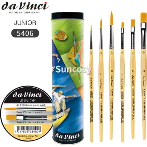 Da Vinci Watercolor Series 5406 Junior Paint Brush Set, Synthetic with Gift Can, Multiple Sizes, 6 Brushes (Series 303 and 304)