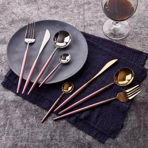 Knife And Fork Food Spoons Cutlery Set Stainless Steel High-end Hotel Western Tableware Fork Mirror Light Spoon Steak Knife 1set