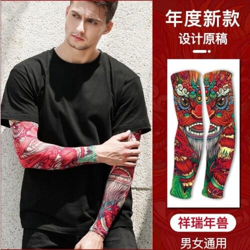 Non-slip Men Women Sun Protection Ice Silk Cool Tattoo Arm Sleeves Summer Sports Hand Sleeve Anti-UV Flower Arm Sleeves