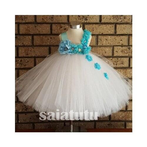 Flower fairy ivory USA Girls New Year Princess Wedding Gown Kids Dresses Tutu Party Birthday Children Dress Christmas Vestido