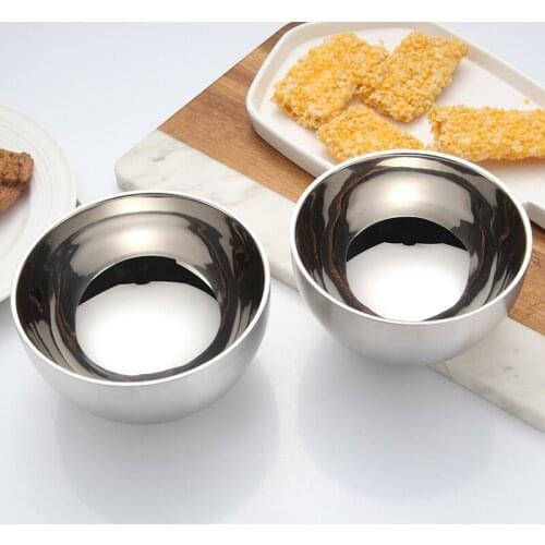 SAMZI food noodles rice bowl Stainless steel metal soup bowl double layer hot insulation for anti slippery bowls 1PCS