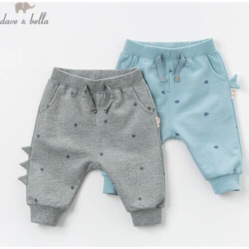 DBW12892 dave bella baby boy spring pants children full length kids print pants infant toddler trousers