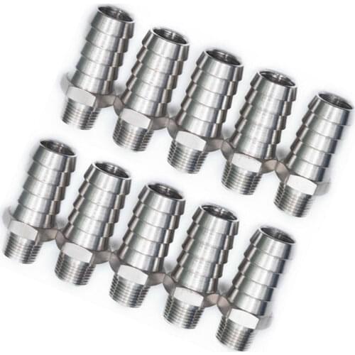 The Bar Production Stainless Steel 316 Barb Fitting Coupler / Connector 3/4" Hose ID x 3/8" Male NPT Air Fuel Water