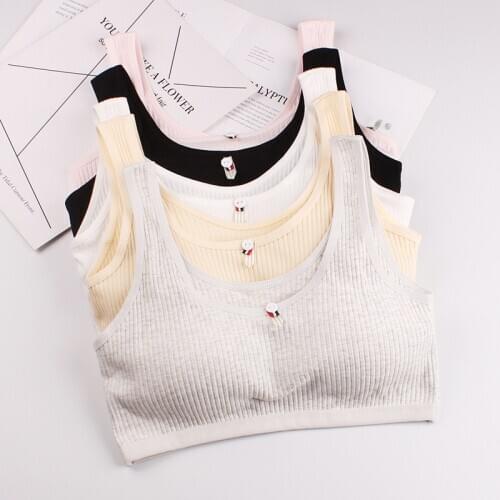 New Cotton Puberty Girls Bras Sport Bra for Girls Breathable Teenager Girl Training Bra with Pad Vest Teen Lingerie 8-16Y