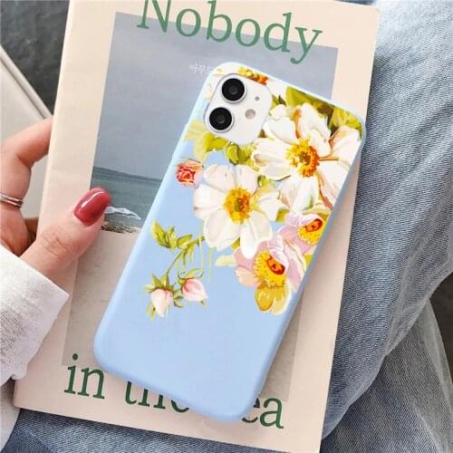 Spring Retro Bloom Flowers Phone Cases For iPhone 12 11 Pro Max X XR XS MAX 6s 7 8 Plus SE 2020 Soft Silicone Back Cover Shell