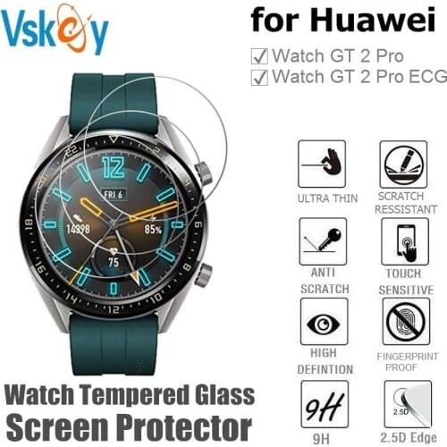VSKEY 100PCS Tempered Glass for Huawei Watch GT 2 Pro ECG Screen Protector Round Smart Wrist Watch Anti-Scratch Protective Film