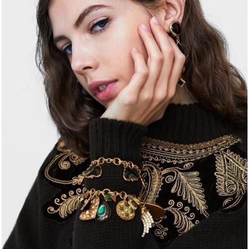 JURAN Bohemian Crystal heart statement Rhinestone Bracelets & Bangles For Women 2019 new arrival vintage za bracelets wholessale