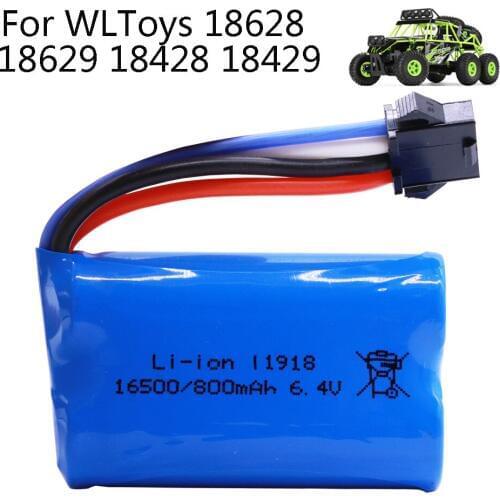 SM-4P Plug Spare Parts 6.4V 800MAh Lipo Battery for WLToys 18628 18629 18428 18429 RC Car Toys model 6.4V battery for WLtoy18628