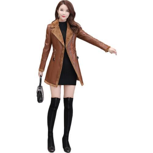 Faux Leather Jacket Women Black Green S-3XL Plus Size Loose Velvet PU Leather Coat 2019 New Autumn Winter Fashion Clothing CX963