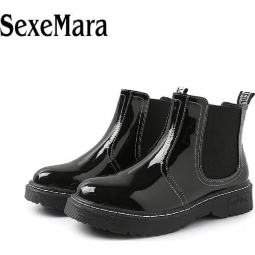 Spring Winter Female Slip On Low Heel Ankle Boots Flat Platform Womens Casual Comfortable British style Ladies Shoes Plus Shoes