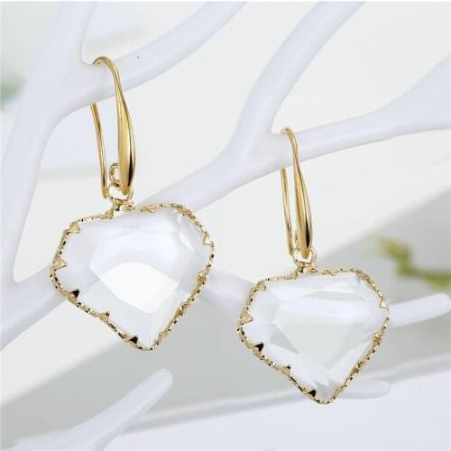 1Pair Fashion Champagne Gray Crystal Earrings For Women Jewelry European Heart Bridal Wedding Dangle Earings E343