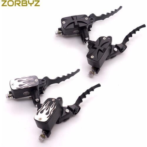 ZORBYZ Universal 22mm Black Cross/Flame Handlebar Control Reservoir Brake Hydraulic Clutch Levers Motorcycle