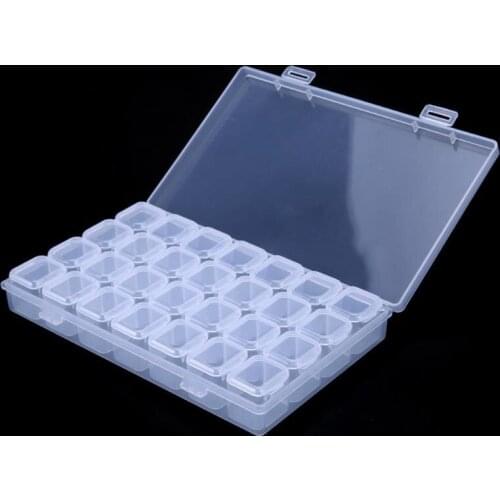 1PC 28 Grid Compartment Transparent Medicine Box Jewellery packing Plastic Adjustable Organizador Jewelry Beads Storage Case