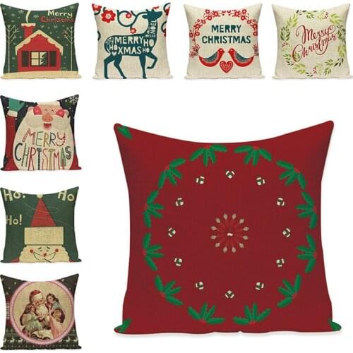 1 piece 45cm*45cm Halloween Christmas Cushion Cover Pillow Case Cotton Linen Tree New Year Decoration Pillow Car Furniture Sofa
