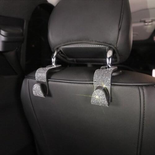 2pcs/4pcs Bling Rhinestone Car Seat Hooks Headrest Backseat Hanger Bag Cloth Holder Car Shiny Rack Interior Accessories