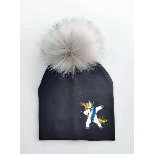 2018 spring winter children baby unicorn cotton colorful hat cap beanie skullies for girls and boys faux fur pom pom hat props