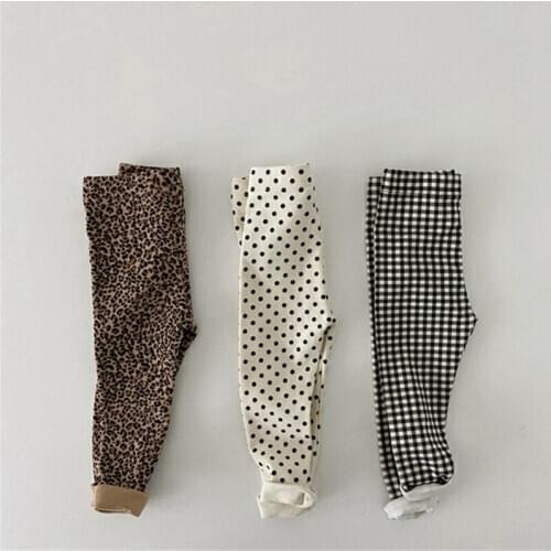 2020 Spring Autumn 2 3 4 6 Year Children Plaid Dot Leopard Printed Long Capri Little Baby Kids Girl Basic Leggings Long Johns