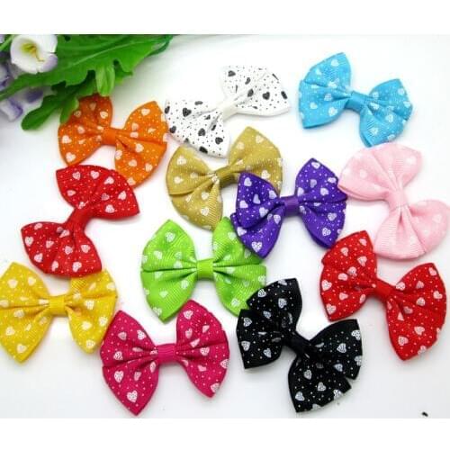 30pcs Mixed Baby Satin Ribbon Heart Bowknot Hair Clips Applique DIY Craft Wedding Bow Tie Scrapbooking Decoration