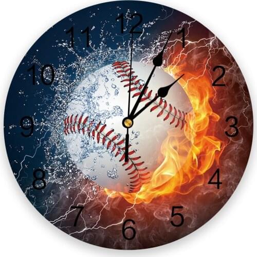 Water And Fire Tennis 3d Wall Clock Modern Design Farmhouse Decor Kitchen Vintage PVC Round Clock Living Room Decoration