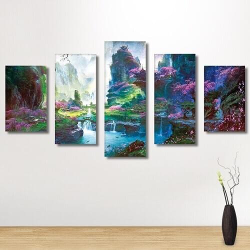 China landscape 5D Diamond DIY Paintings Five Connected Pieces Paste all diamonds Diamond Painting Room Home Decoration