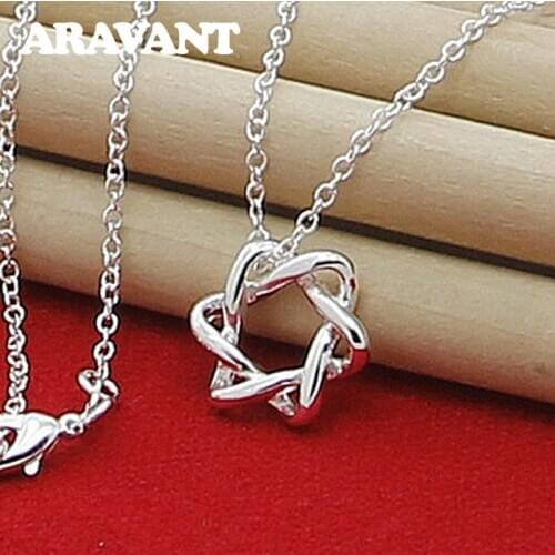 925 Silver Twisted Geometric Pendant Necklace Fashion Jewelry For Women