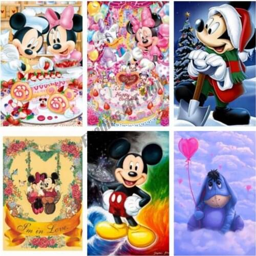 Diamond Painting Disney Diamond Embroidery Mosaic Cartoon Christmas Mickey and Minnie Snow Scene Cross Stitch Kits Home Decor