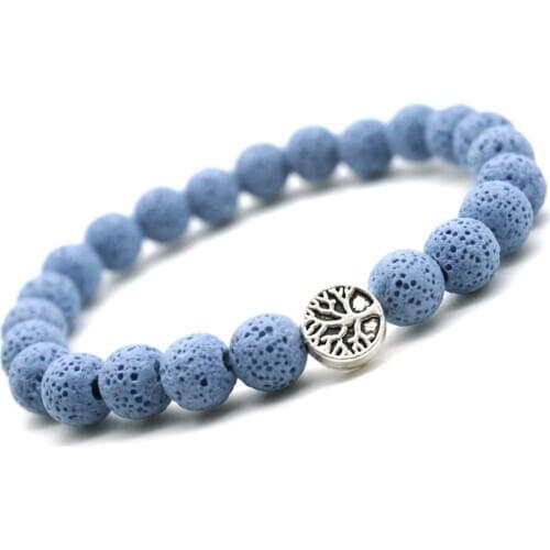 Tree of Life 8mm Lava Stone Beads Bracelet DIY Aromatherapy Essential Oil Diffuser Man Woman Bracelet Yoga Strand Jewelry