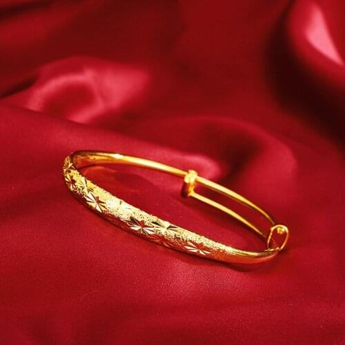 Exquisite 14K Gold Bracelet for Women Wedding Engagement Anniversary Jewelry for Female Girlfriend Bangles Jewelry Birthday Gift