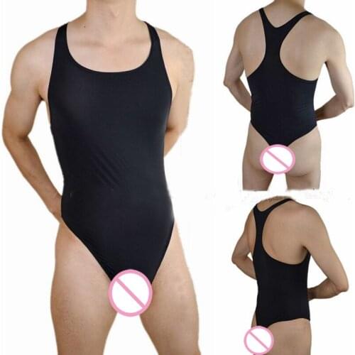 Brand Sexy mens underwear shaper ice silk translucent sleeveless man bodysuit jumpsuit