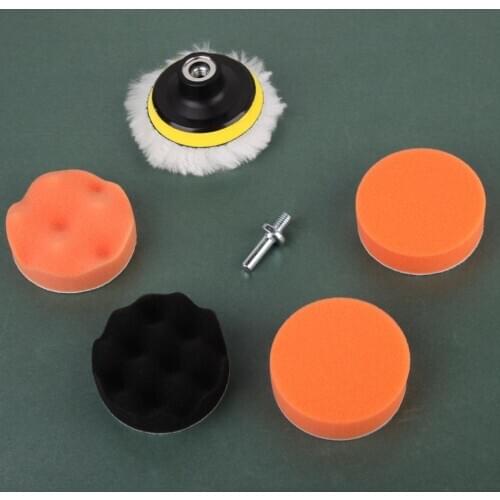 7 Pcs 3 inch Buffing Pad Auto Car Polishing Wheel Kit Buffer + M14 Drill Adaptor Thread Wheel Kit Buffer Car Accessories