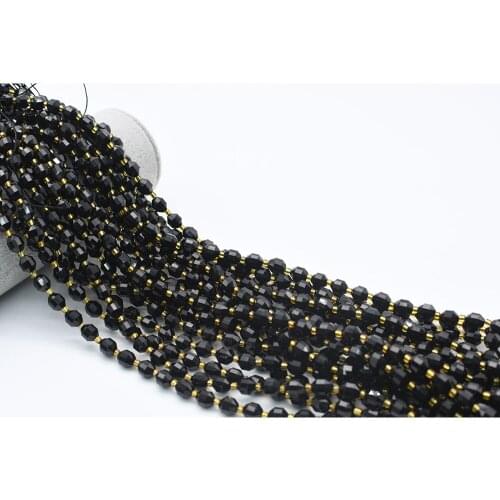 8-12mm AA Natural Faceted Black Tourmaline irregular round Stone Beads 15"