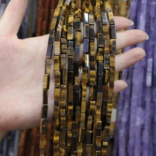 Natural Stone Rectangular Scattered bead agates Tiger Eye Stone string Beads for Jewelry Making DIY Necklace Bracelet 4x13mm