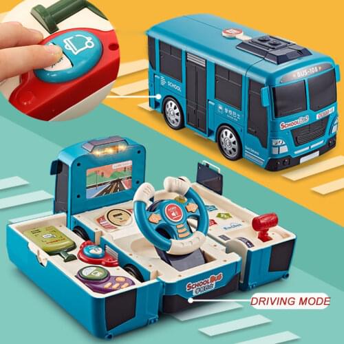 Childrens Steering Wheel Bus Baby Puzzle Driving Steering Wheel Baby Toy Boy Transforming Bus Toy Multifunctional Bus