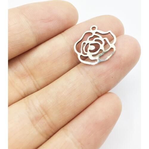 Eruifa 10pcs 16mm 304L Stainless Steel Rose Flower Wholesales necklace,earring jewelry DIY handmade(free 10pcs holders)