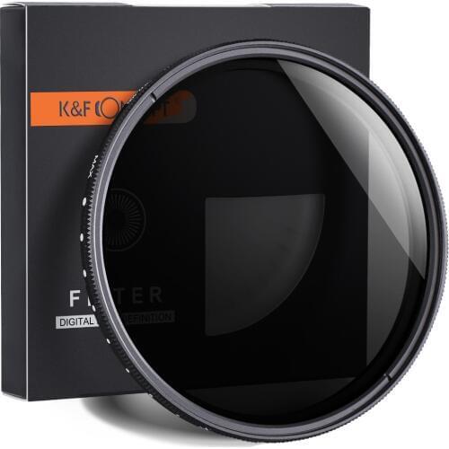 K&F CONCEPT Adjustable ND2 to ND400 ND Lens Filter 37MM 55MM 58MM 62MM 67MM 72MM 77MM 95MM Slim Fader Variable Neutral Density