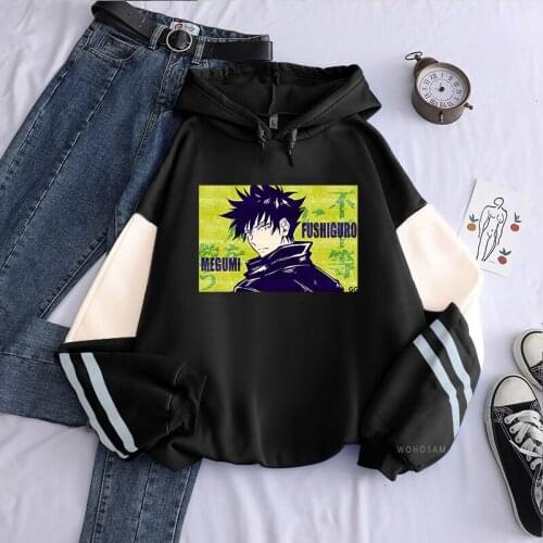 Fushiguro Megumi Jujutsu Kaisen Anime Patchwork Hoodies Pullovers Harajuku Cartoon Unisex Fashion Streets Oversized Sweatshirts