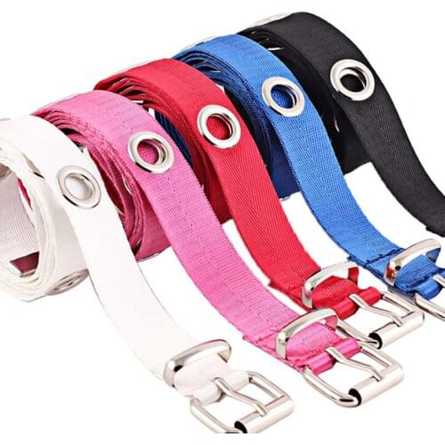 Women Man Canvas Belt Boy Girl Big Hole Canvas Long Casual Belt Waist Belt Metal Female Belt