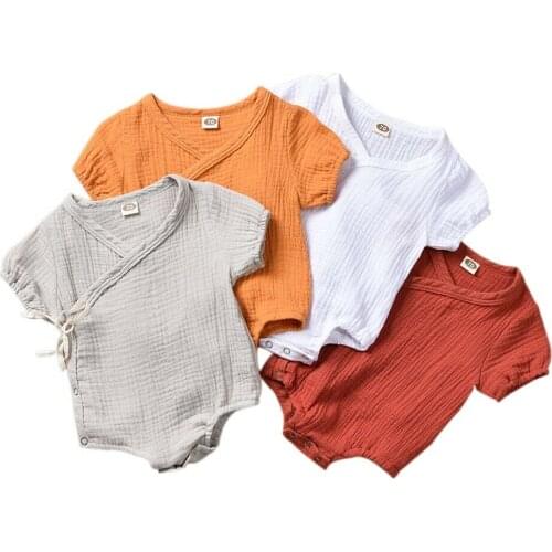 Citgeett Summer Newborn Infant Baby Boys Girls Cotton Bodysuit Solid Jumpsuit Outfits Casual Playsuit