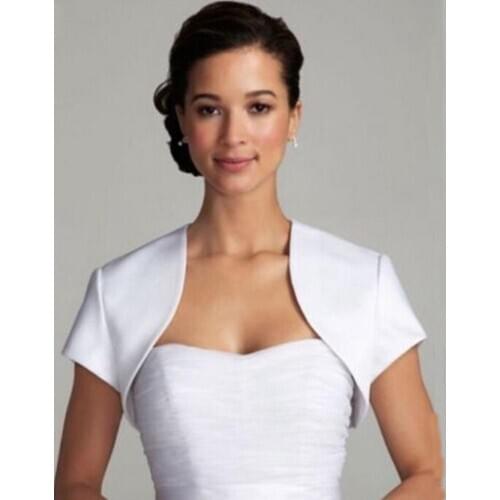 Short Sleeve wedding jacket satin bolero jackets for Bridal Party Coat Free shipping Bridal Wrap Custom Made
