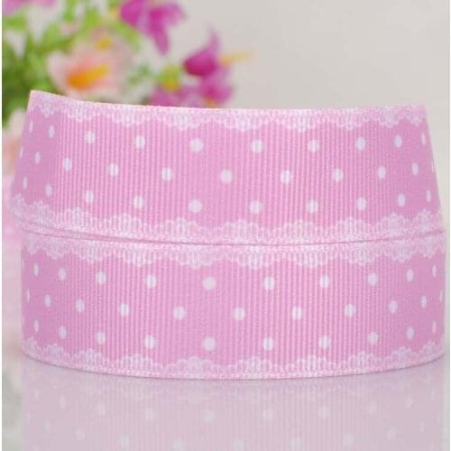 10 yards 7/8 " 22 mm light pink dots pattern print grosgrain tape DIY handmade hairbow cartoon ribbon free shipping